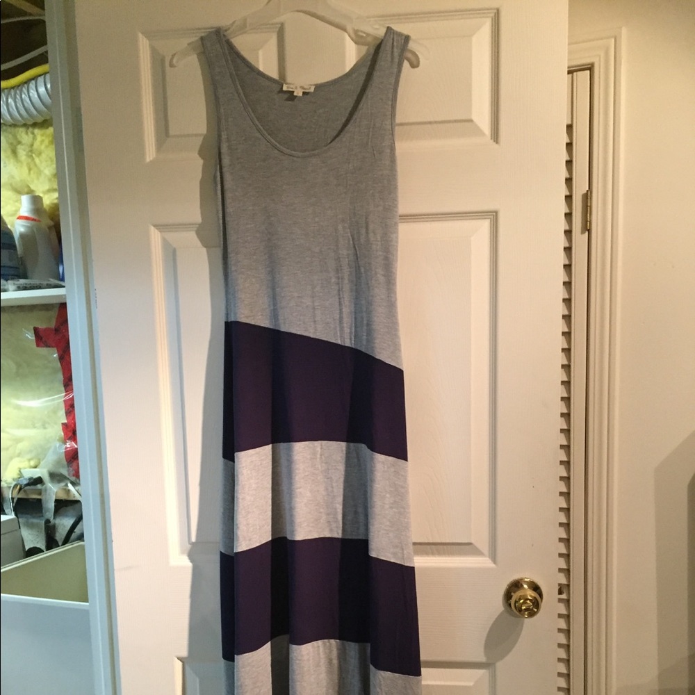 Hem and Thread grey/blue striped maxi dress